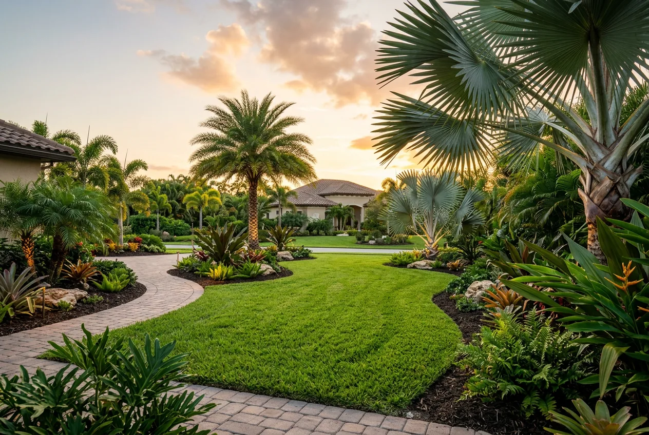 Lush, professionally maintained Southwest Florida landscape