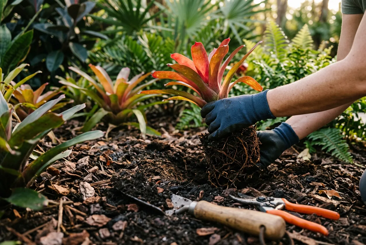 Tropical planting detail in a professionally maintained landscape