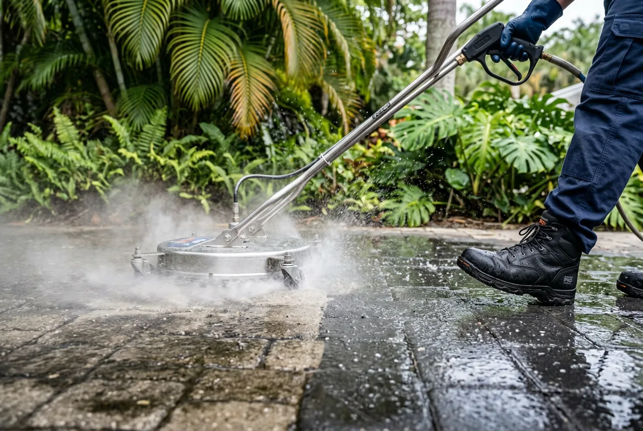 Detail of pressure washing work